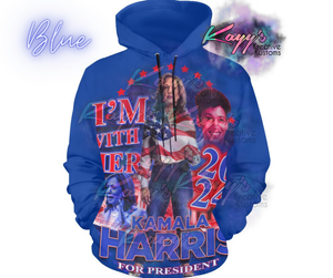 Kamala I'm With Her Adult Hoodie (Red & Blue)