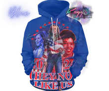 Load image into Gallery viewer, Kamala They Not Like Us Adult Hoodie (Red &amp; Blue)
