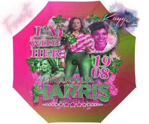 Kamala I'm With Her Umbrella (Pink & Green)