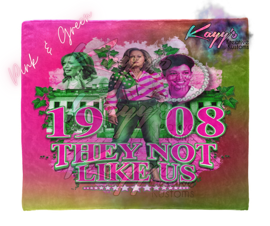 Kamala They Not Like Us Blanket (Pink & Green)