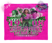 Load image into Gallery viewer, Kamala They Not Like Us Blanket (Pink &amp; Green)
