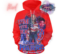 Load image into Gallery viewer, Kamala I&#39;m With Her Adult Hoodie (Red &amp; Blue)
