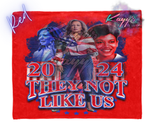 Load image into Gallery viewer, Kamala They Not Like Us Blanket (Red &amp; Blue)
