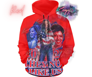 Kamala They Not Like Us Adult Hoodie (Red & Blue)