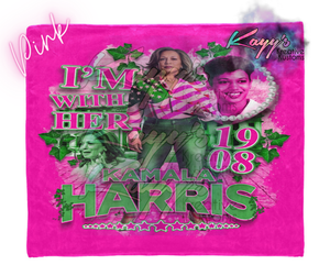 Kamala I'm With Her Blanket (Pink & Green)