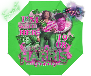 Kamala I'm With Her Umbrella (Pink & Green)