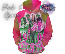 Load image into Gallery viewer, Kamala They Not Like Us Adult Hoodie (Pink &amp; Green)
