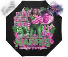 Load image into Gallery viewer, Kamala I&#39;m With Her Umbrella (Pink &amp; Green)
