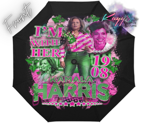 Kamala I'm With Her Umbrella (Pink & Green)