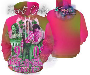 Kamala They Not Like Us Adult Hoodie (Pink & Green)