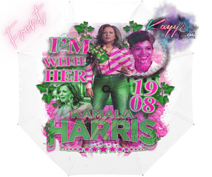 Kamala I'm With Her Umbrella (Pink & Green)