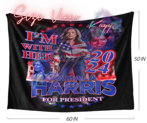 Kamala I'm With Her Blanket (Red & Blue)