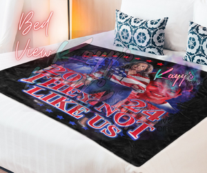 Kamala They Not Like Us Blanket (Red & Blue)