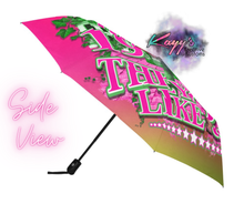 Load image into Gallery viewer, Kamala They Not Like Us Umbrella (Pink &amp; Green)
