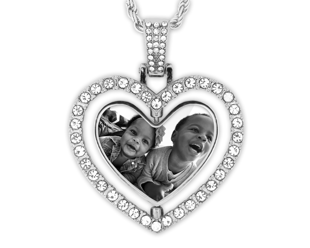 Personalized Rotating Bling Heart Necklace