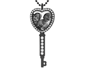 Personalized Bling Key Heart Necklace