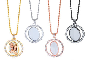 Personalized Rotating Bling Circle Necklace