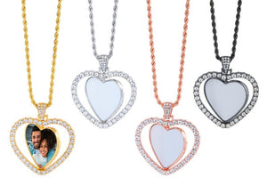 Personalized Rotating Bling Heart Necklace