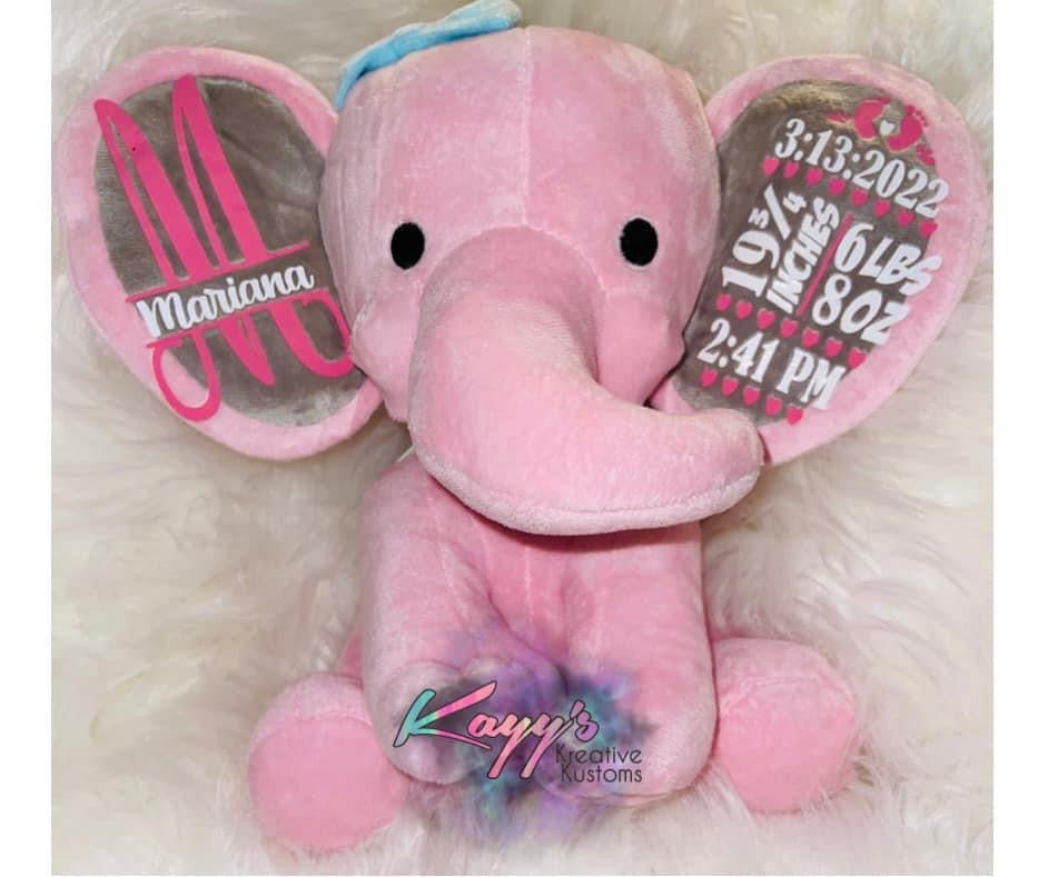 Birth Announcement Stuffed Elephant