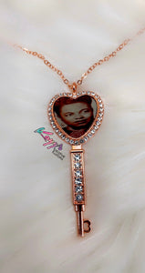 Personalized Bling Key Heart Necklace