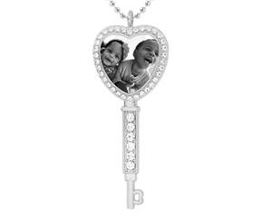 Personalized Bling Key Heart Necklace