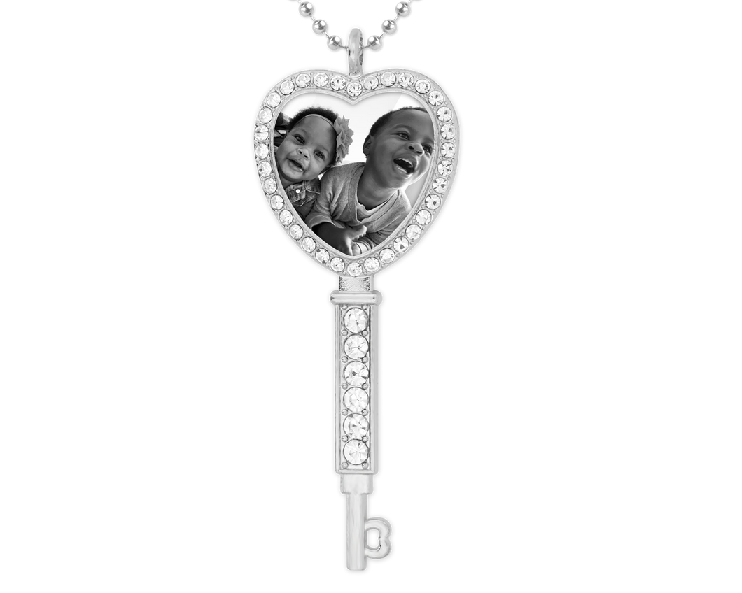 Personalized Bling Key Heart Necklace